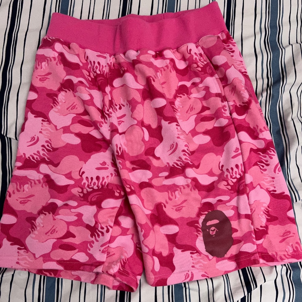 Men Pink Bape Shorts